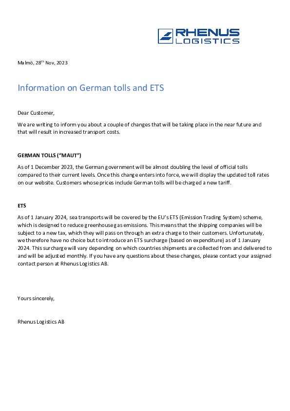 Important information about MAUT and ETS